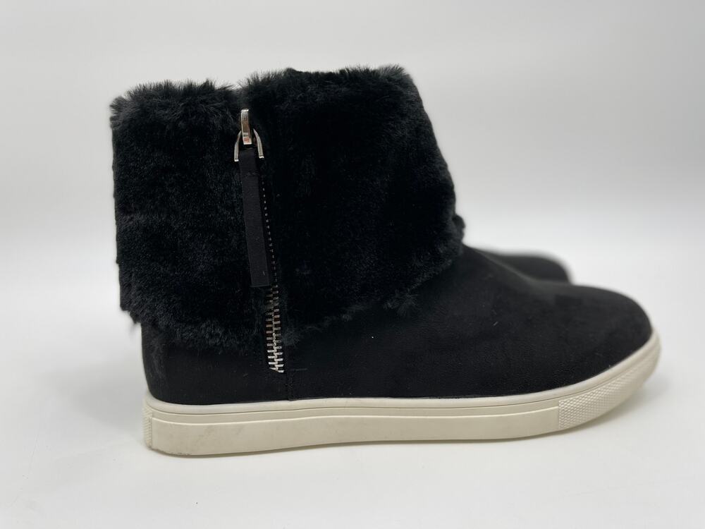 Sugar Womens Faux Suede Fur Zip Black Casual Ankle Boots NEW Size 9.5